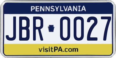 PA license plate JBR0027