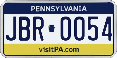PA license plate JBR0054