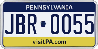 PA license plate JBR0055