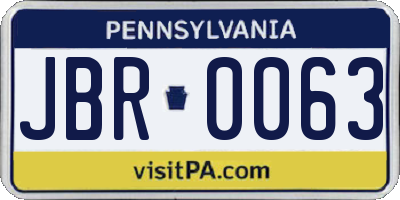 PA license plate JBR0063