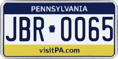 PA license plate JBR0065