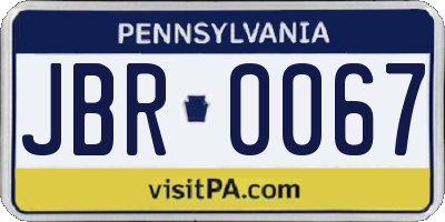 PA license plate JBR0067