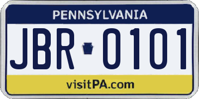 PA license plate JBR0101