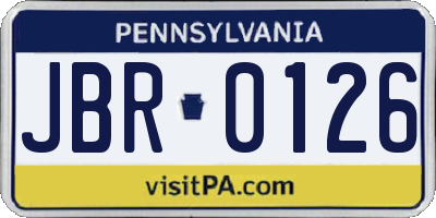 PA license plate JBR0126