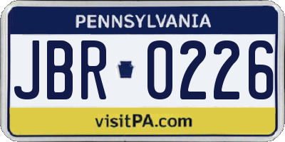 PA license plate JBR0226