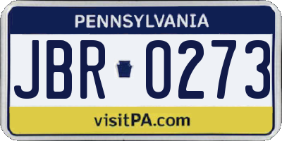 PA license plate JBR0273