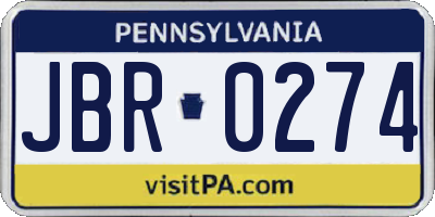PA license plate JBR0274