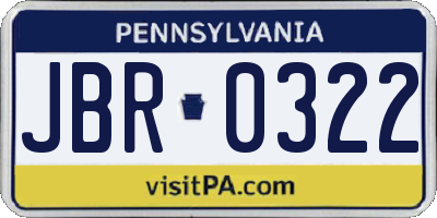 PA license plate JBR0322