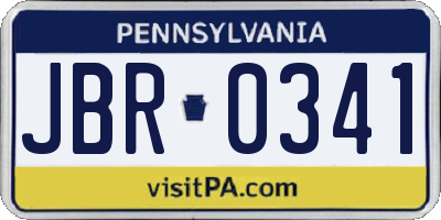 PA license plate JBR0341