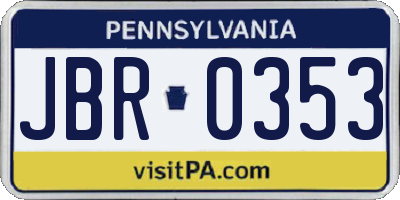 PA license plate JBR0353