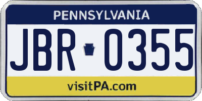 PA license plate JBR0355