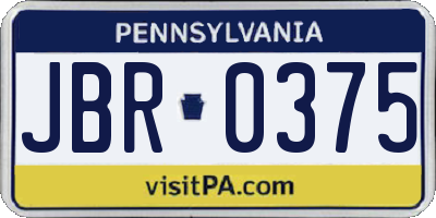 PA license plate JBR0375