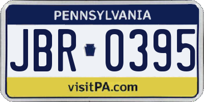 PA license plate JBR0395