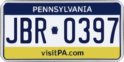 PA license plate JBR0397
