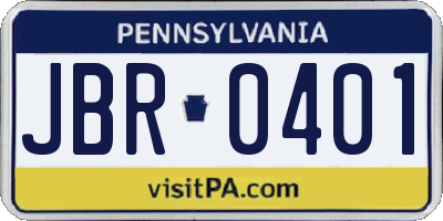 PA license plate JBR0401