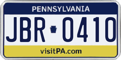 PA license plate JBR0410