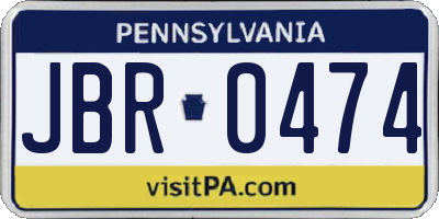 PA license plate JBR0474