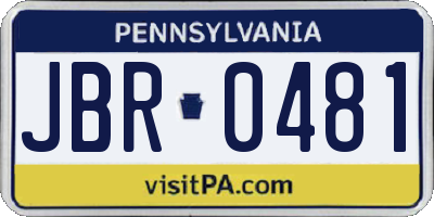 PA license plate JBR0481