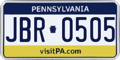PA license plate JBR0505