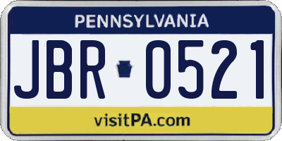 PA license plate JBR0521