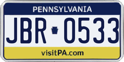 PA license plate JBR0533