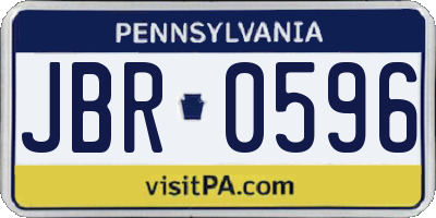PA license plate JBR0596