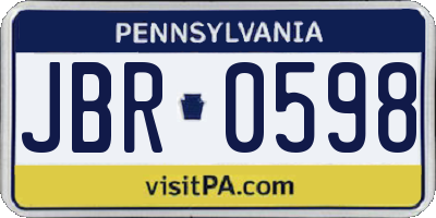 PA license plate JBR0598