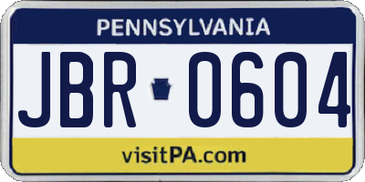 PA license plate JBR0604