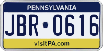 PA license plate JBR0616