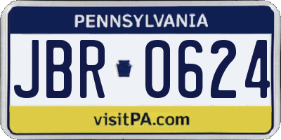 PA license plate JBR0624