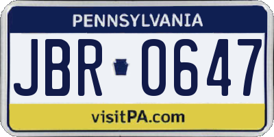 PA license plate JBR0647