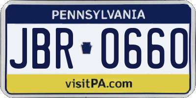 PA license plate JBR0660