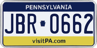 PA license plate JBR0662