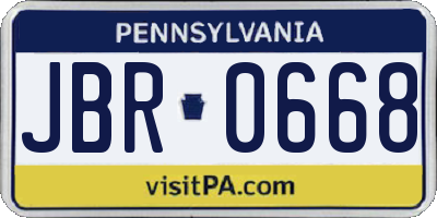 PA license plate JBR0668
