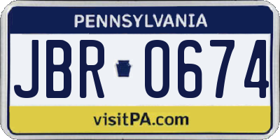 PA license plate JBR0674