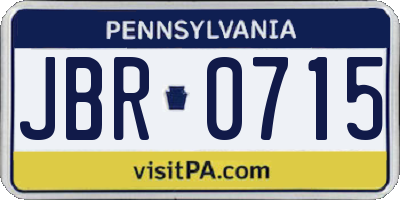 PA license plate JBR0715