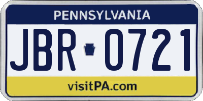PA license plate JBR0721