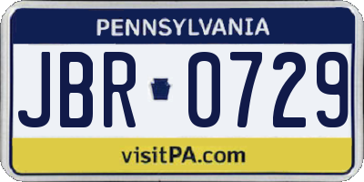 PA license plate JBR0729