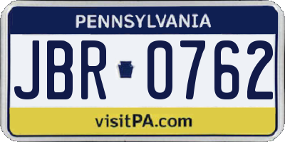 PA license plate JBR0762