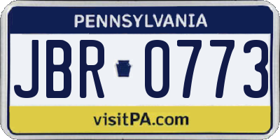 PA license plate JBR0773