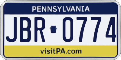 PA license plate JBR0774