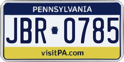 PA license plate JBR0785
