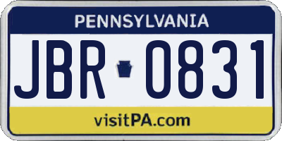 PA license plate JBR0831