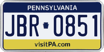 PA license plate JBR0851