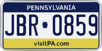 PA license plate JBR0859