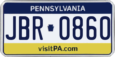 PA license plate JBR0860