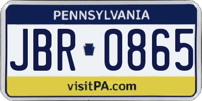 PA license plate JBR0865