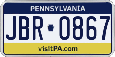 PA license plate JBR0867
