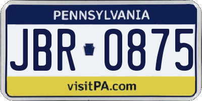 PA license plate JBR0875