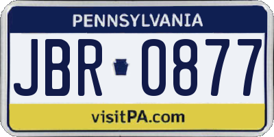 PA license plate JBR0877